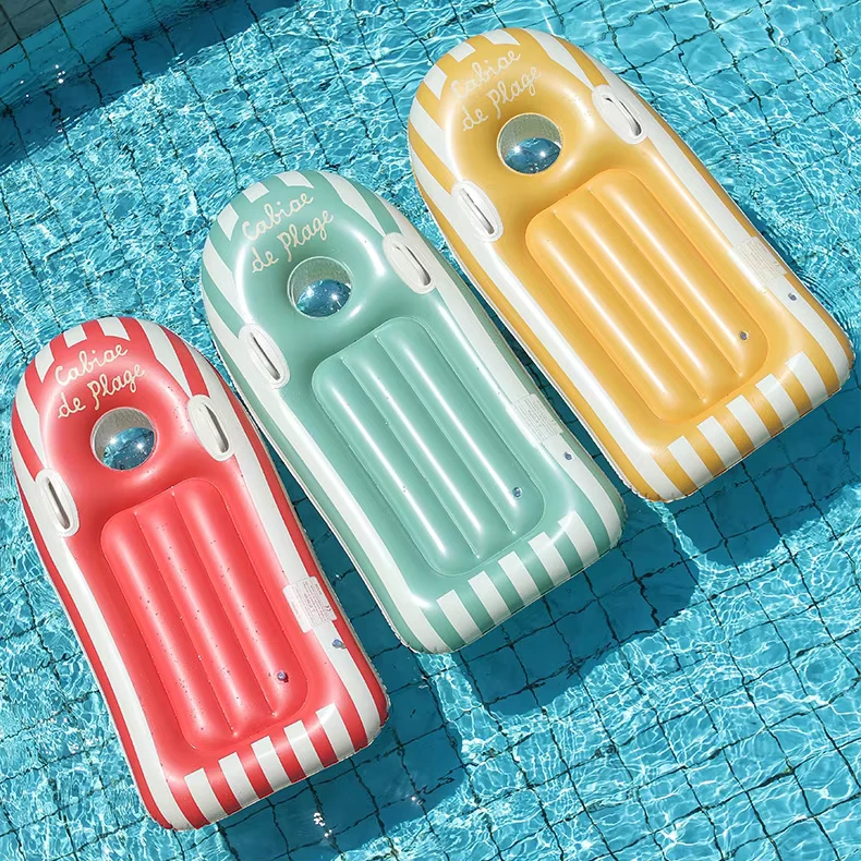 Cama Flutuante de PVC Colorido Transparente com Design de Cartoon, Colchão Inflável para Adultos com Janela para Piscina