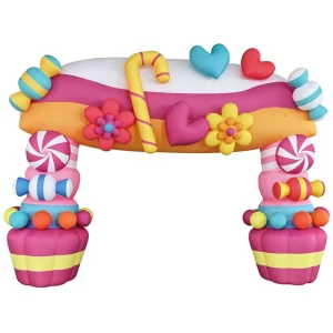 Custom Logo Printed Outdoor Inflatable Multi Color Arch Balloon Candy Flower Advertising Booth Built In Fan Durable