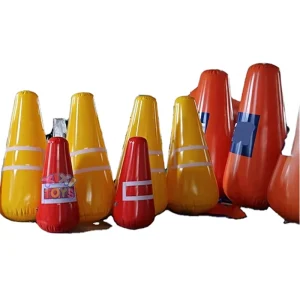 Custom Logo Water Floating Balloon Race Marker Cone Shape Air Buoys PVC Swim Triathlon Inflatable Buoy with Custom Sizes