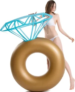 Custom Luxury Diamond Pattern Swim Ring for Instagram Photos Beach Pool Photo Shooting