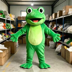 Costume Mascotte Carino a Forma di Rana Peluche Fluffy Personalizzato MOQ 1PC per Carnevale, Parata, Promozione di Marca, Halloween, Festa Commerciale