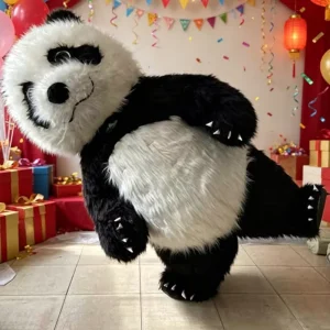 Custom Make Inflatable Plush Mascot Flocking Panda Giant Teddy Bear Custom Inflatable Plush Character