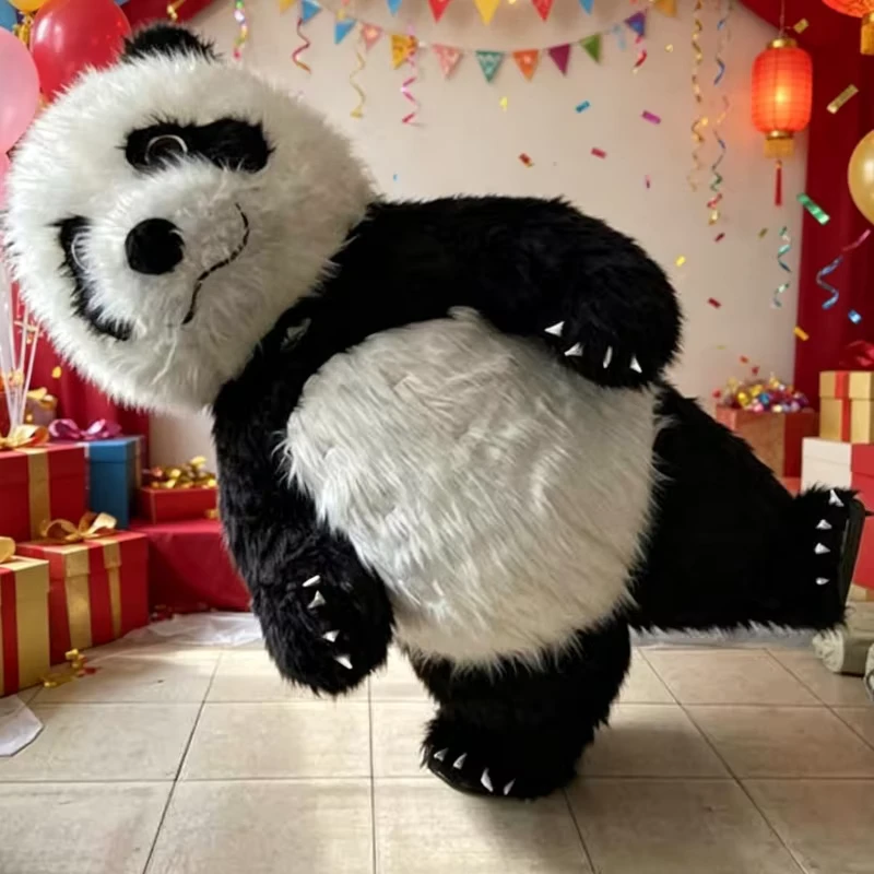 Custom Make Inflatable Plush Mascot Flocking Panda Giant Teddy Bear Custom Inflatable Plush Character