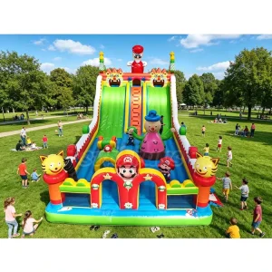 Custom Mario Themed Commercial Inflatable Playground Bounce House Combo PVC with Blower Inflatable Castle Park for Kids