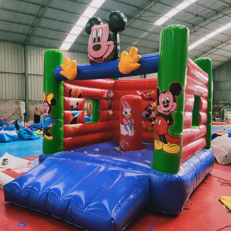 Castillo inflable comercial Mickey PVC personalizado con soplador y kits de reparación