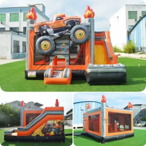 Château gonflable monstre personnalisé avec toboggan pour location de fête