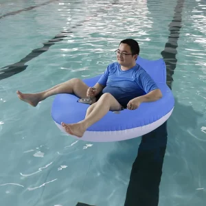 कस्टम मोटराइज्ड इको-फ्रेंडली पीवीसी नीला 40 इंच inflatable पूल फ्लोट चेयर लाउंजर्स वयस्कों के लिए स्विमिंग पूल उपयोग के लिए