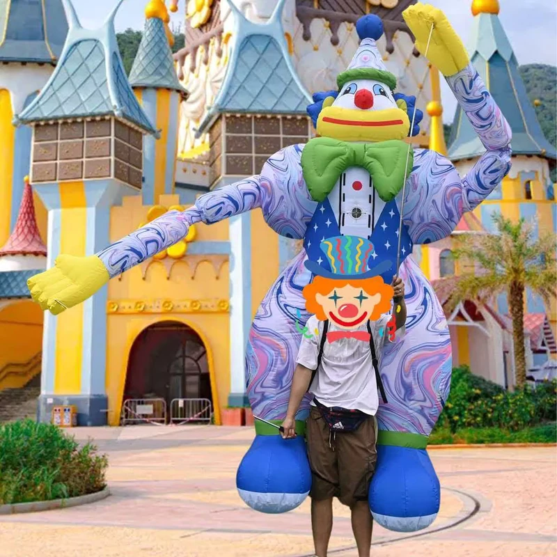 Bơm hơi điện đa màu sắc tùy chỉnh, búp bê hề bơm hơi, trang phục hề bơm hơi khổng lồ cho các cuộc diễu hành, công viên giải trí