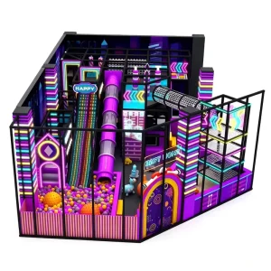 Parque Infantil Interior Futurista Neón Personalizado Castillo Travieso Tobogán Piscina de Pelotas Equipamiento de Juego Suave Comercial OEM