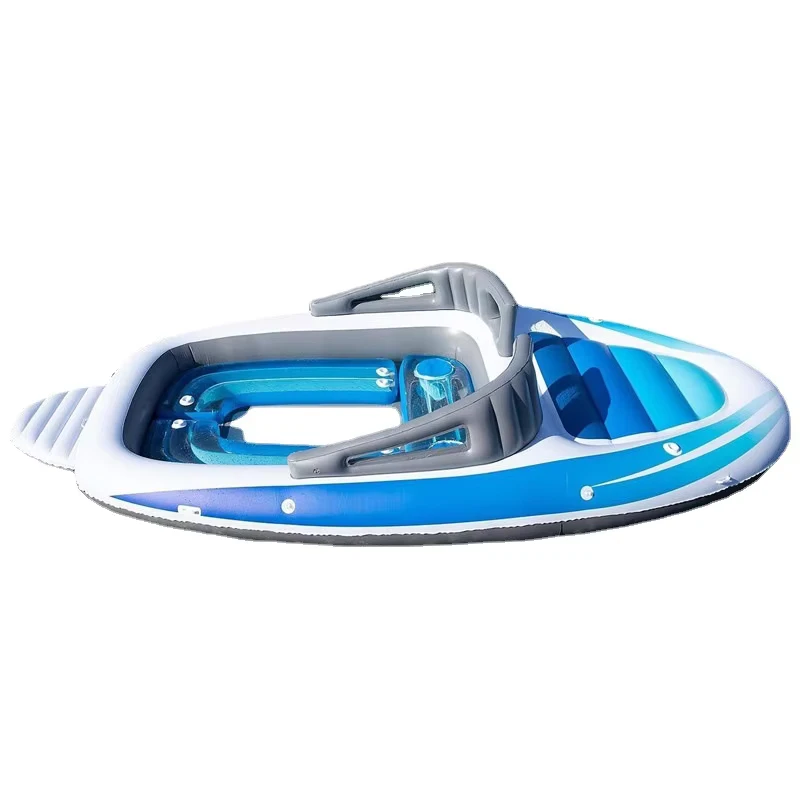 Barco Inflável Personalizado Novo para 6 Pessoas, Ilha Flutuante Inflável para Festa no Mar, Iate Inflável em PVC Espesso, Barco de Rafting C-01 400cm
