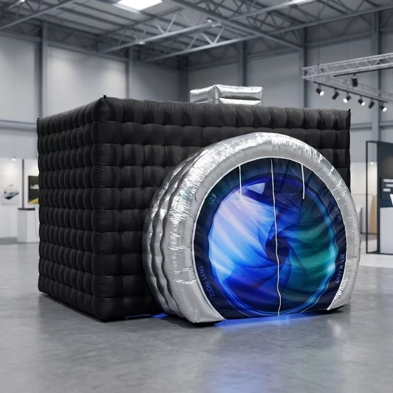 Custom OEM/ODM Giant PVC Inflatable Photo Booth Enclosure LED Lighting Waterproof Portable Room for Parties Corporate Events