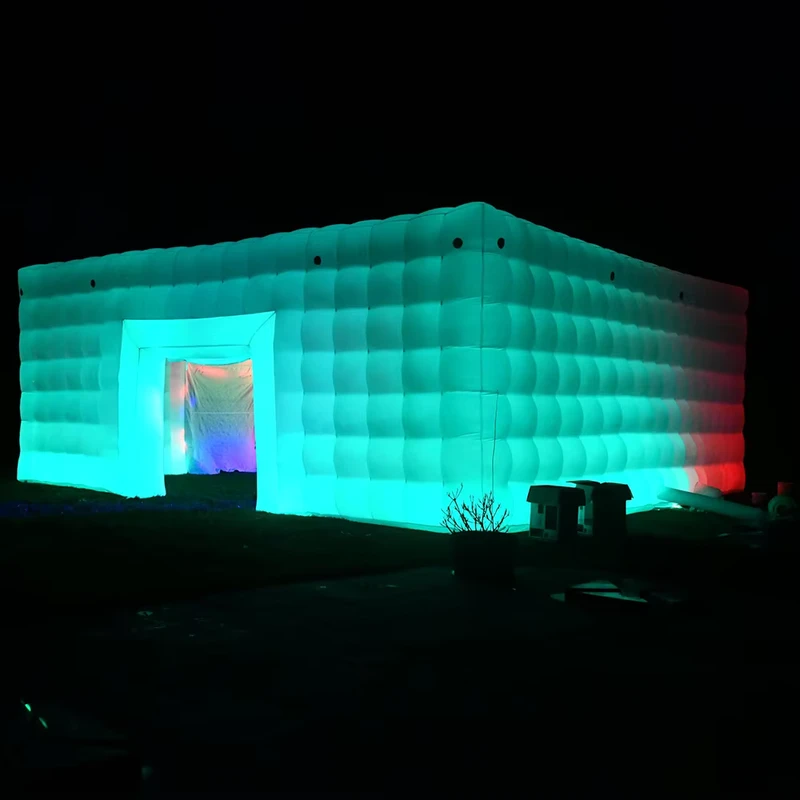 Аренда надувного светодиодного куба для вечеринки Disco NightClub из белого ПВХ, водонепроницаемая, портативная