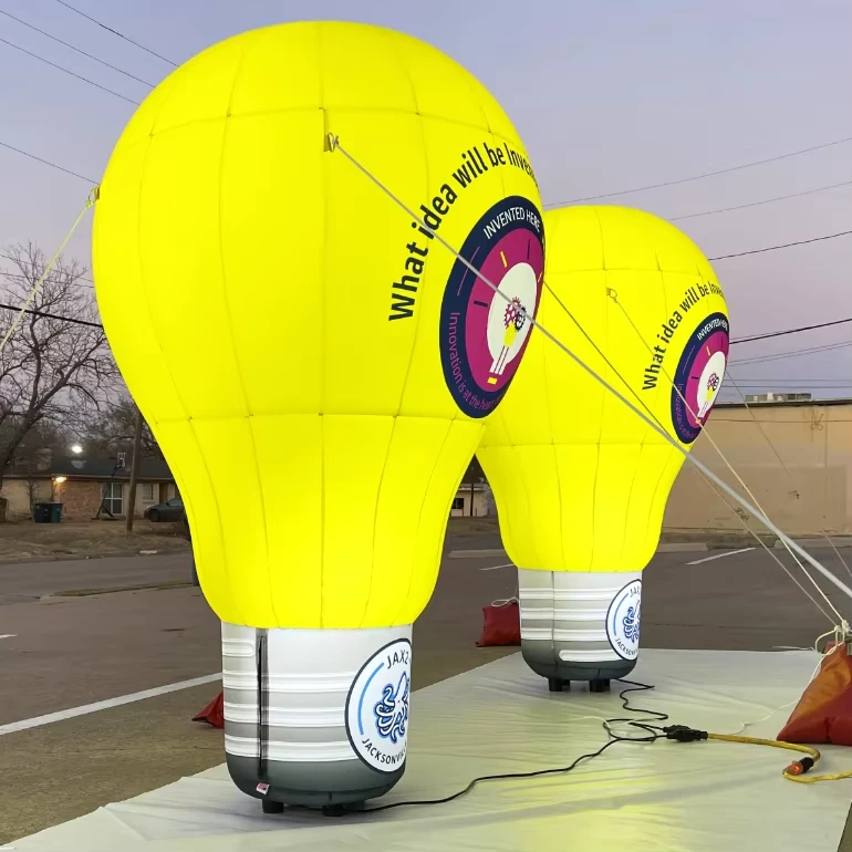 Modèle de bulbe lumineux gonflable LED personnalisé pour décoration d'événements extérieurs avec logo pour affichage