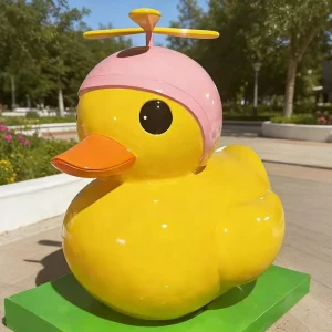 Custom Outdoor Modern Fiberglass Resin Screwge Scrooge Mcduck Chrome Rich Pop Art Sculpture Donald Duck Yellow Duck Sculpture
