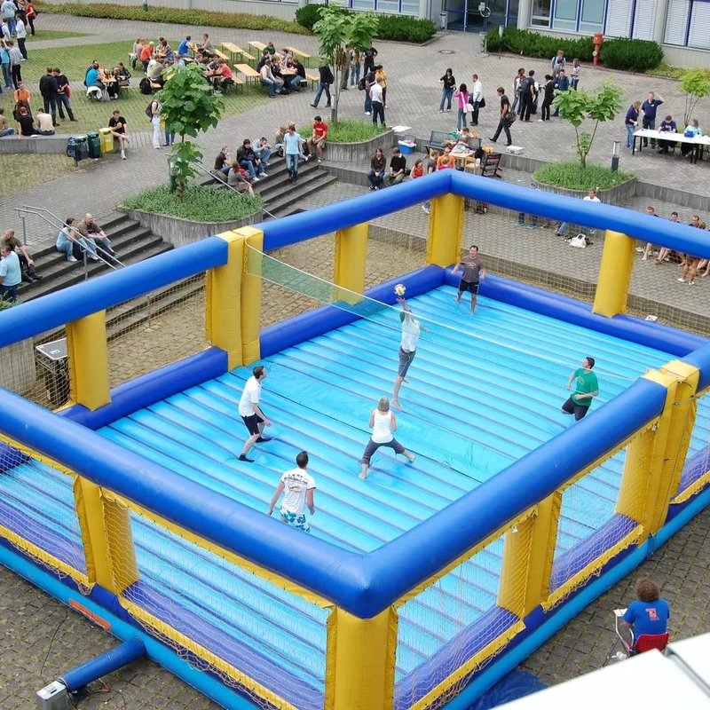 Permainan Olahraga Luar Ruangan Kustom Bounce Lapangan Bola Voli Inflatable Lapangan Trampolin
