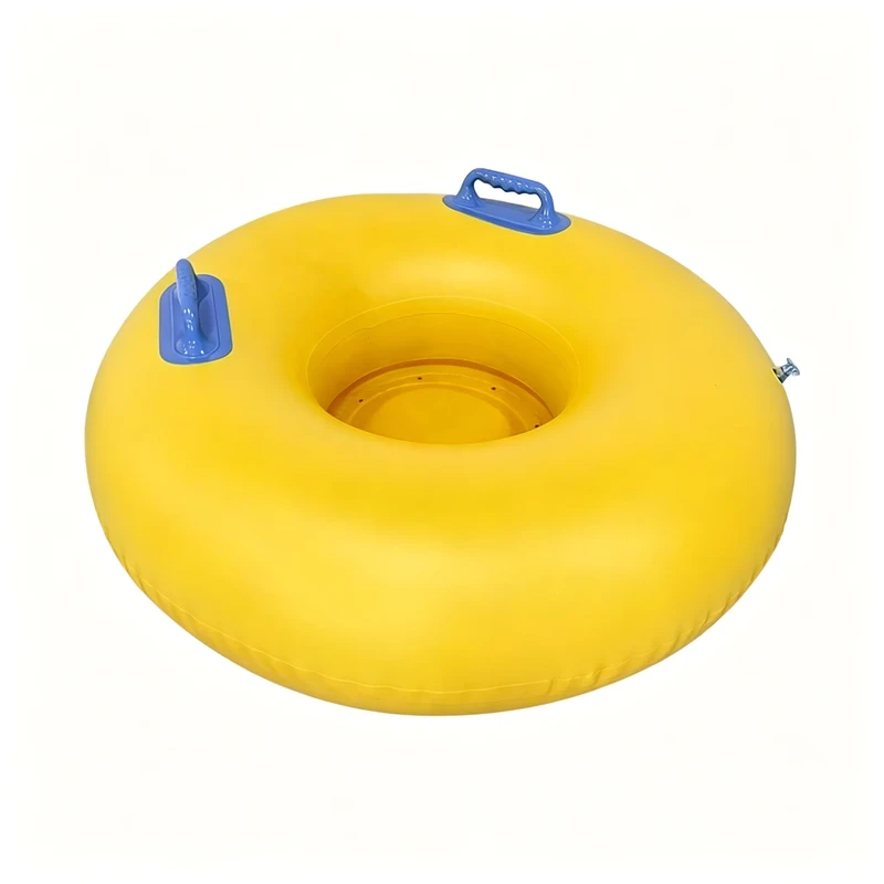Custom PVC Bottom 1 Person Yellow Inflatable Waterpark Tube
