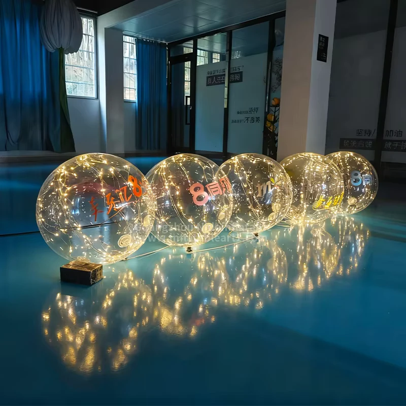 Palla pubblicitaria gonfiabile trasparente con LED, accessori decorativi per attività, palla illuminata