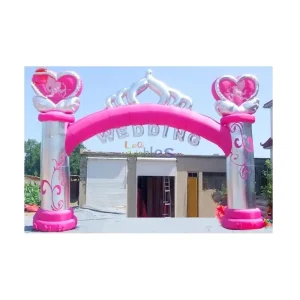 Custom Pink Inflatable Wedding Arch with Crown for Outdoor Decoration