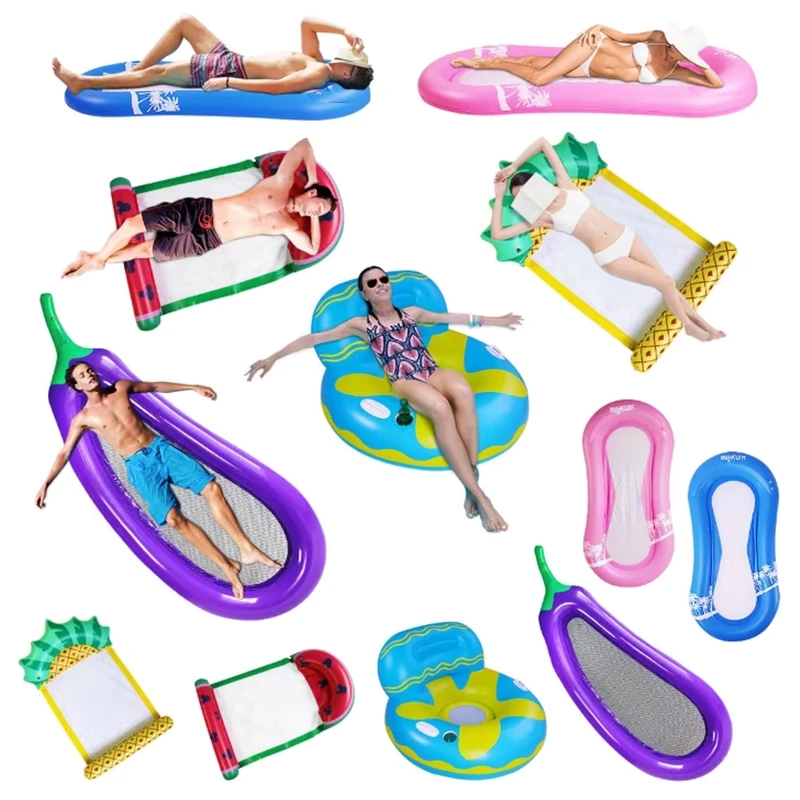 Hamac flottant gonflable portable multi-usages en mesh, chaise gonflable, capacité de 0,25 mm PVC 180-200 kg