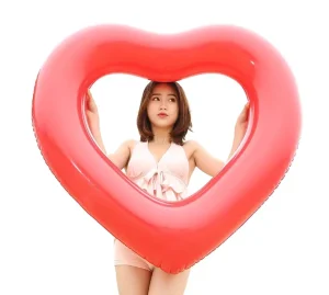 Custom Printing Heart Shaped Inflatable Swimming Float Ring