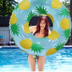 Custom Printing Inflatable Pool Float 100cm PVC Swimming Ring for Kids Adult