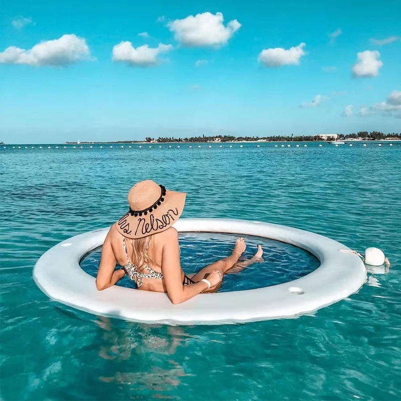 Hamac flottant rond en PVC sur mesure, matelas de bain portable gonflable avec maille