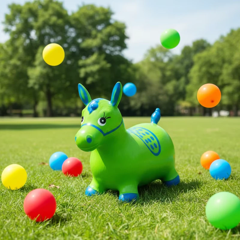 Brinquedo Inflável Personalizado SA-14 PVC para Crianças, Cavalo Verde Pintado, 5-7 Anos, Brinquedos Infláveis para Interior e Exterior