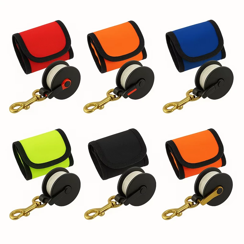 Set Kait Snap Ganda SMB Kustom, Reel Selam Plastik Tahan Lama, Aksesoris Marker Permukaan Inflatable untuk Selam dan Renang