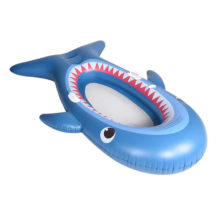 Fabricante de flutuadores de piscina em forma de tubarão personalizados, flutuadores infláveis para adultos e crianças, cadeiras de praia infláveis