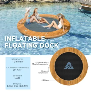 Aangepaste maat 6ft 8ft 10ft Ronde Drop Stitch Inflatable Drijvende Ring Water Hammock met meer dan 500kg capaciteit