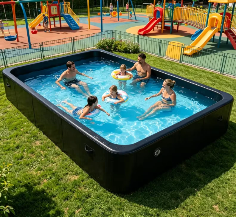 Kolam Renang Inflatable Raksasa dengan Ukuran Kustom, Kolam di Atas Tanah, Kolam Drop Stitch Ideal untuk Hiburan Keluarga di Halaman Belakang