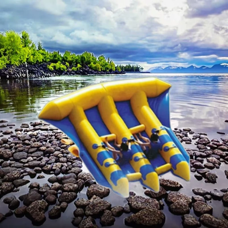 Custom Size Heavy Duty PVC Crazy Toys Tubes Buoy Pedal Pontoons Inflatable Banana Boat for Water Amusement
