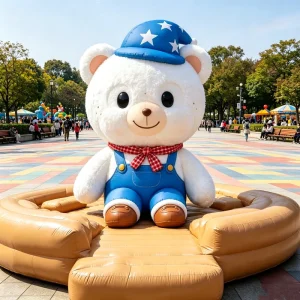 Custom Size Inflatable Advertising Cartoon Bear Plush Figures for Amusement Park Decoration