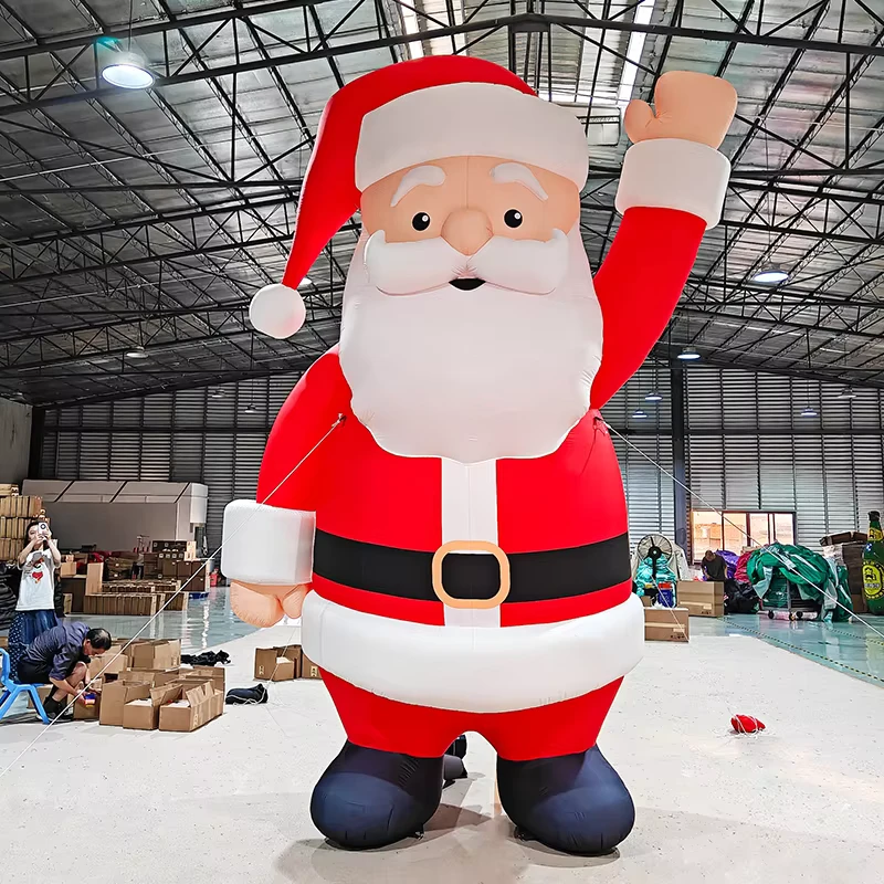 カスタムサイズ インフレータブルクリスマスオックスフォード布 LEDライト付き ホリデーカートゥーンサンタクロース フェスティバル装飾用