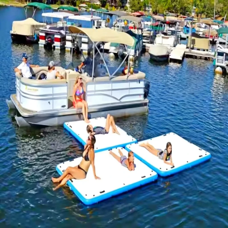 Dock flottant gonflable sur mesure pour yoga, vacances en famille et baignade en yacht