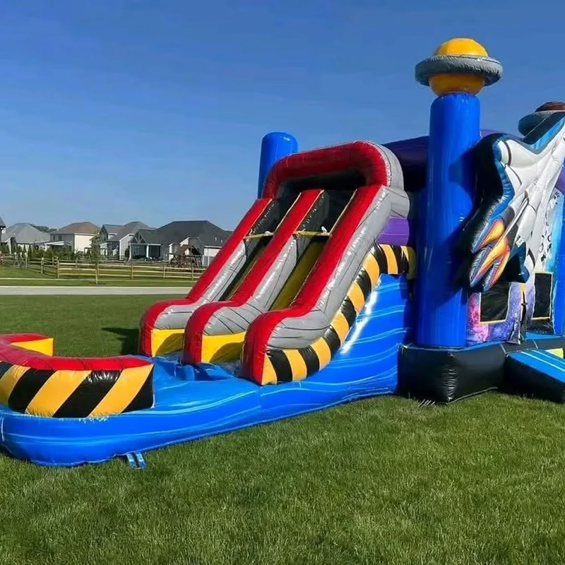 Glissade gonflable de taille personnalisée avec piscine pour camping, plage, événements d'été pour enfants