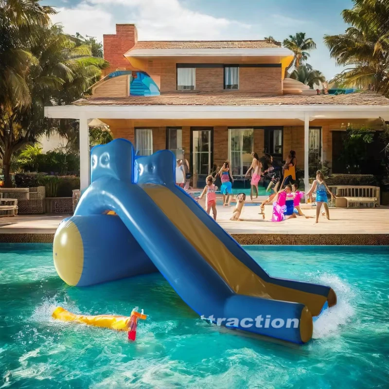 Custom Size PVC Inflatable Water Slide for Pool Side for Residential Use Outdoor Floating Slides for Home Entertainment