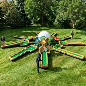 Sân Golf Xà Phồng Tùy Chỉnh Kích Thước, Khóa Học Golf Mini PVC, Trò Chơi Golf Xà Phồng cho Tiệc và Sự Kiện