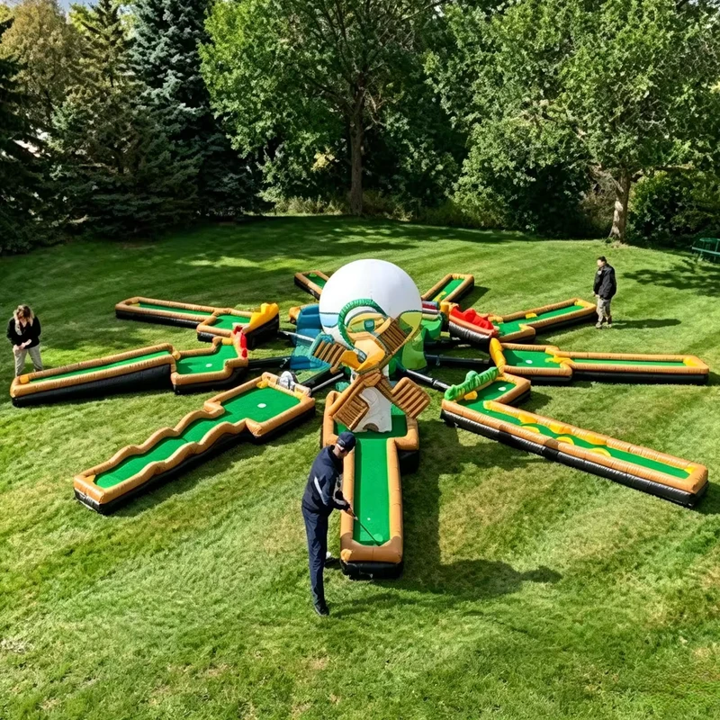 Maßgeschneiderte tragbare aufblasbare Golfplatz Mini-Golfplatz PVC aufblasbare Golfspiele für Partys und Veranstaltungen
