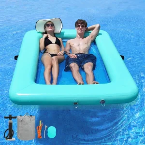 Individuell angefertigter rechteckiger aufblasbarer Schwimmdock-Wasser-Hängematte mit Netzplattform