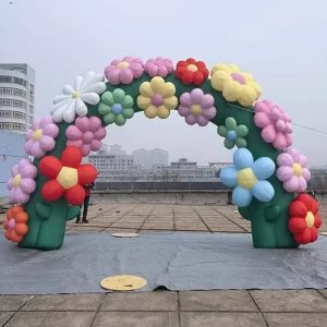 Custom Stage Props Inflatable Giant Flower Archway Music Festival Gate Entrance Inflatable Arch with Flower and Letter