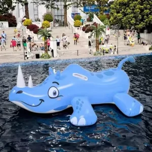 Custom Swimming Large Riding Toys PVC Inflatable Animal Rhino Pool Floats <100kg Capacity Under 5 Passengers Packaging
