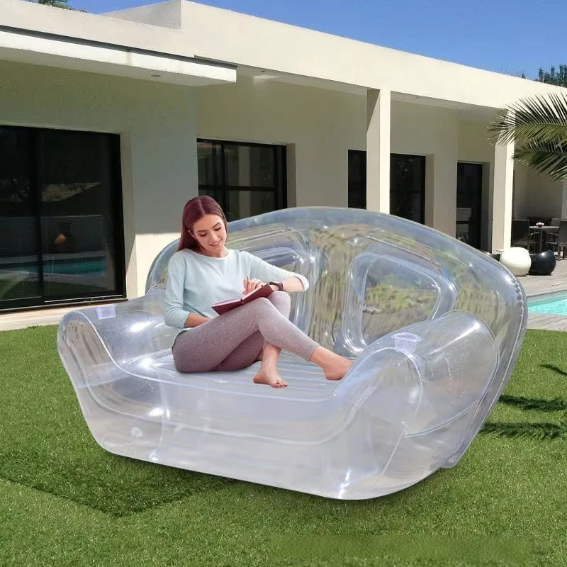 Kursi Sofa Inflatable Pink Kustom PVC 2 Orang Portabel yang Nyaman