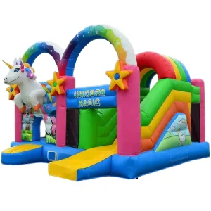 Custom Unicorn Design Commercial Combo Inflatable Bouncy House Fun Kids’ Trampoline Combo Features PVC Material 3-Year Warranty