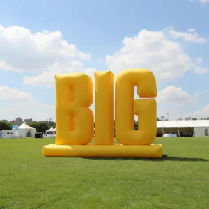 Letras Infláveis Personalizadas em Tecido Oxford Amarelo à Prova de Água 4x5M 12ft de Altura Publicidade ao Ar Livre Logótipo Personalizado Durável