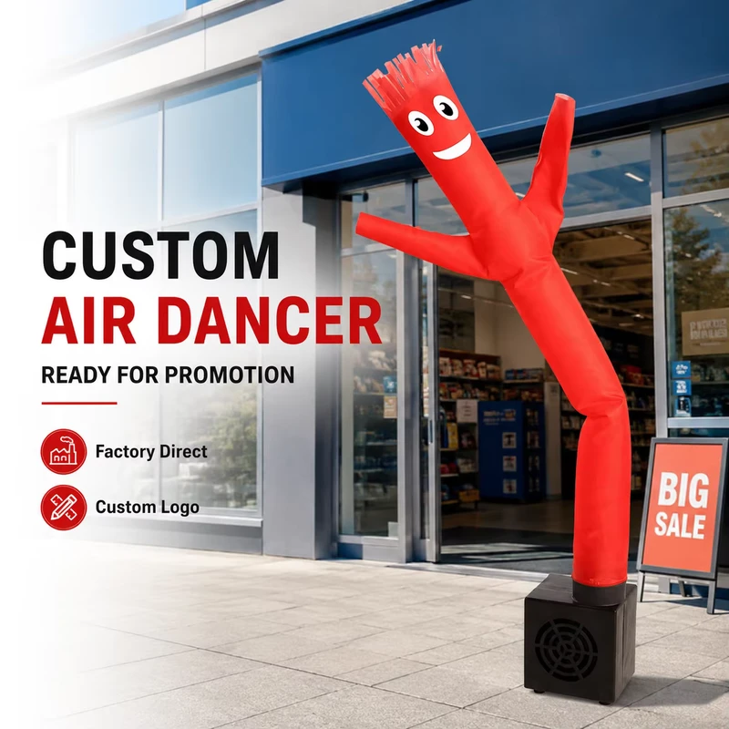 Puppet insuflável dançante com logotipo personalizado, figura em forma de tubo com secador de cabelo, publicidade comercial ao ar livre