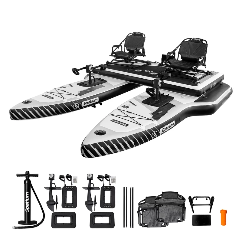 Perahu Pedal Air Inflatable Kustom untuk 2 Orang, Katamaran Mengapung