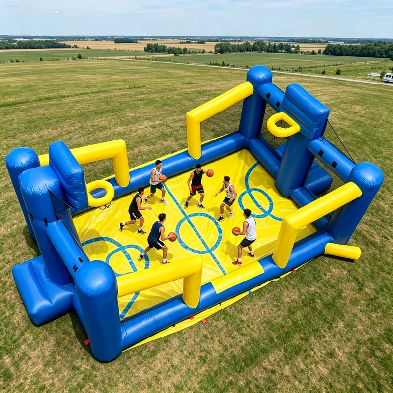 Anpassbares Design tragbares PVC aufblasbares Basketballfeld 20x10M für Outdoor-Sportaktivitäten mit 10+ Kapazität