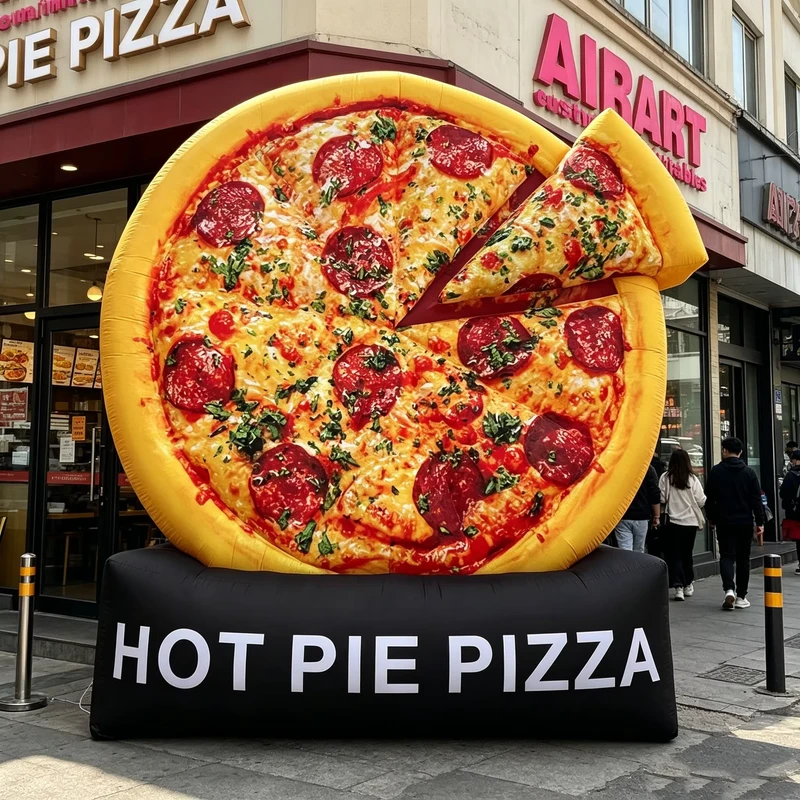 Pallone Gonfiabile Personalizzabile a Forma di Pizza con Design di Fette per Promozioni Alimentari