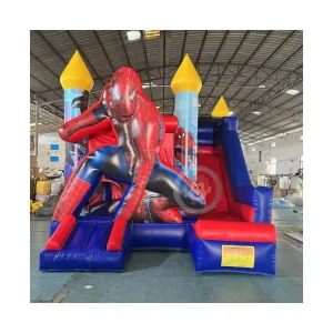 Trampolin Tema Spiderman yang Dapat Disesuaikan Kastil Spiderman dengan Seluncur